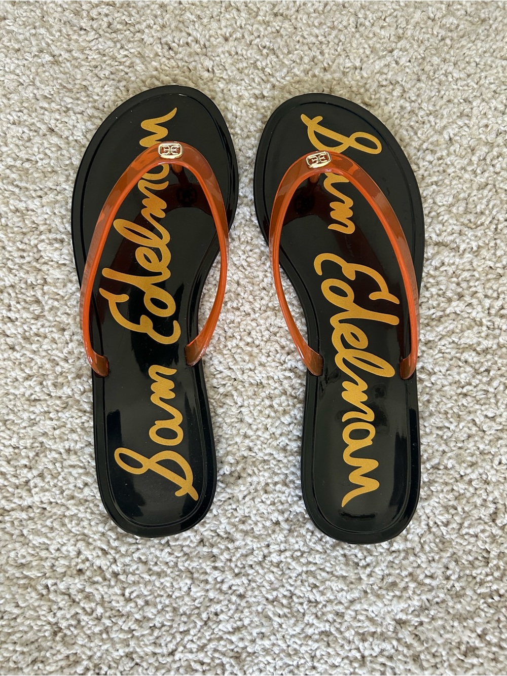 Sam Edelman SZ 7 Black & Amber Translucent Jelly Thong Sandals